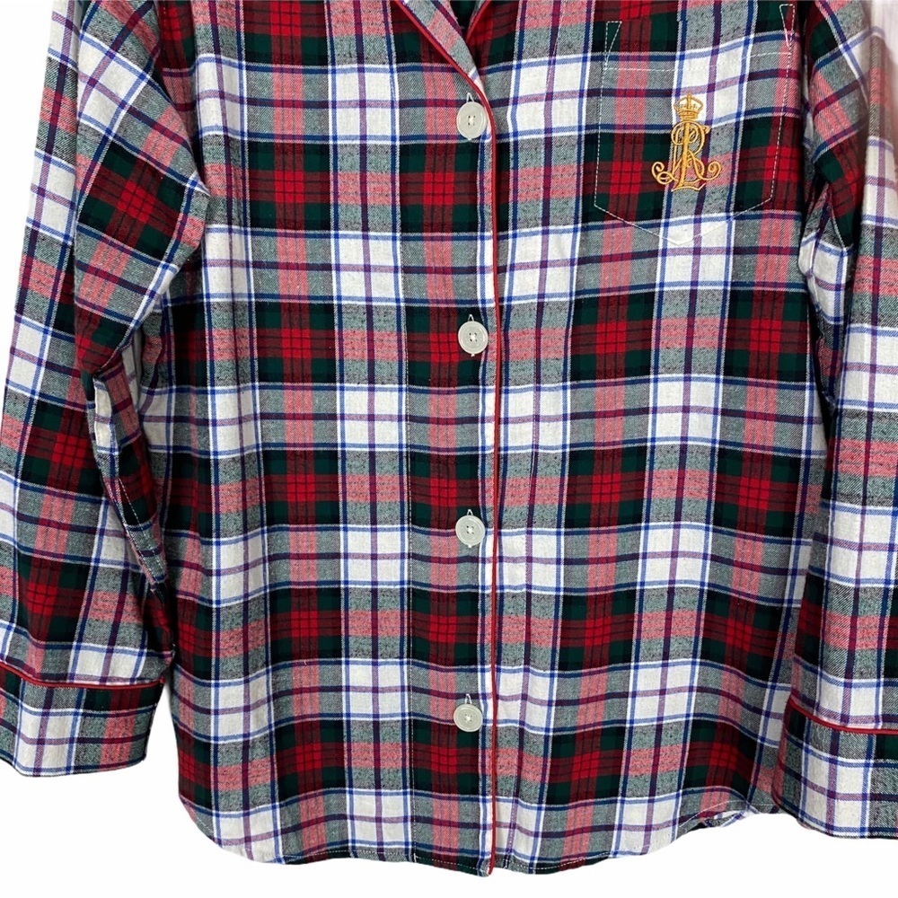Lauren Ralph Lauren Plaid Pajama Top Red Size L - Picture 3 of 8